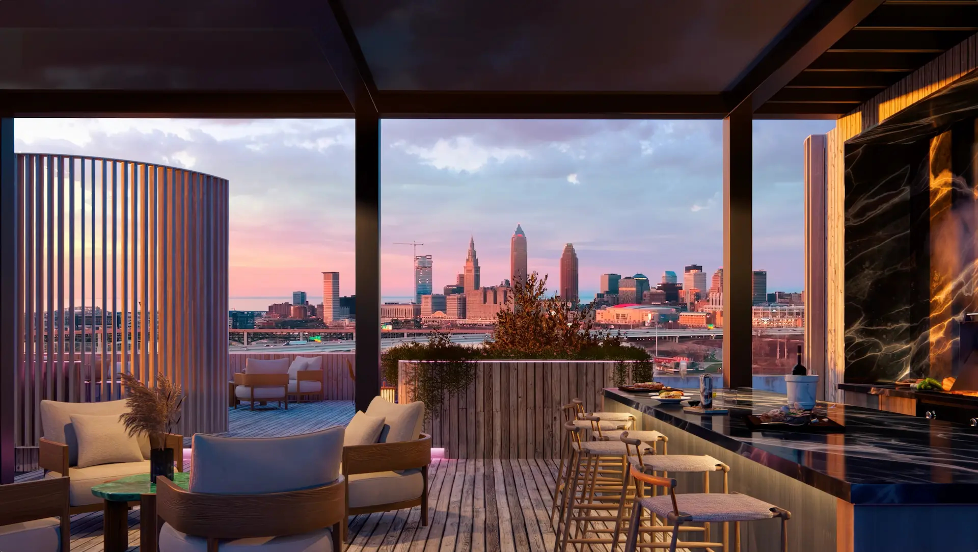 Rooftop Deck with Skyline View